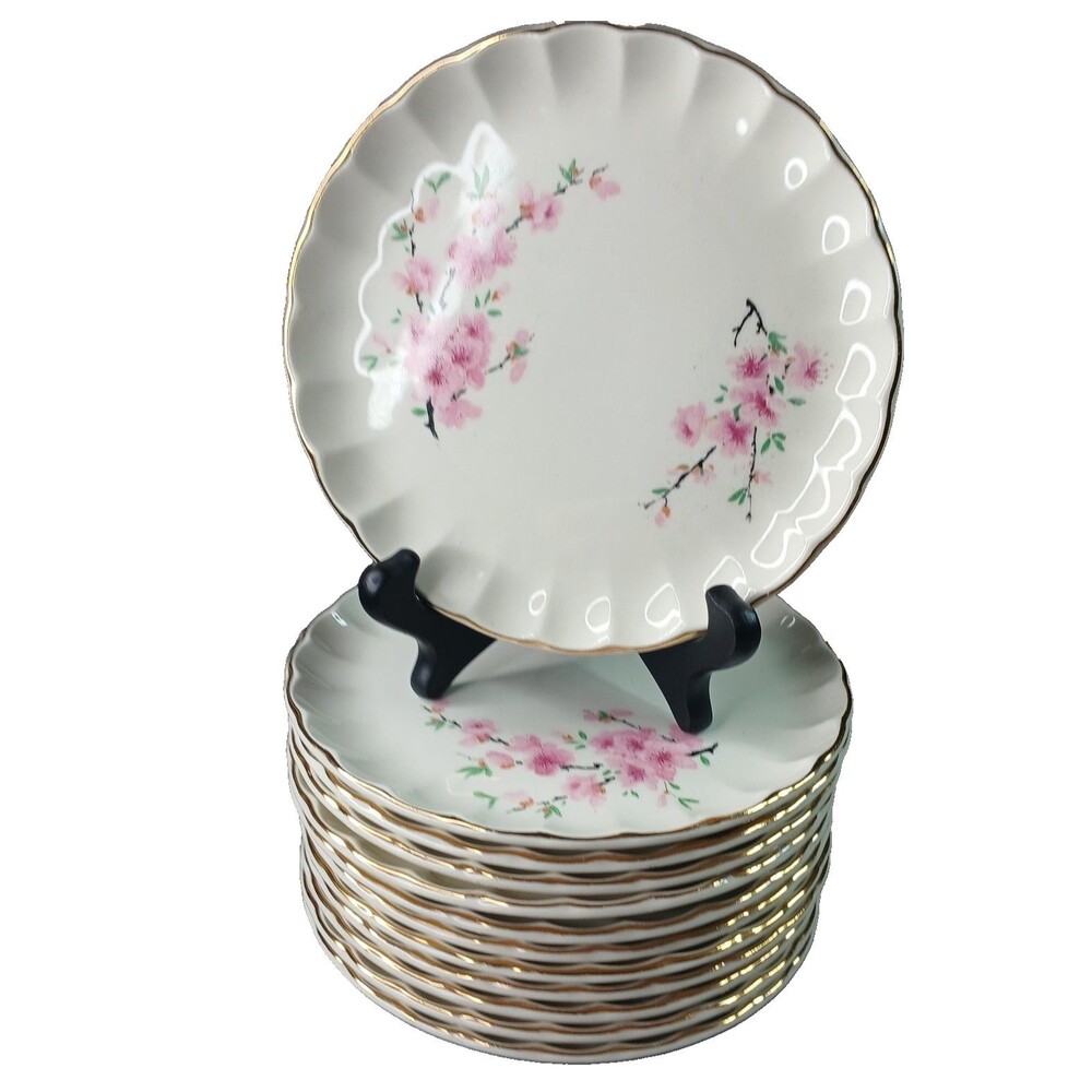 12 WS George Bolero Peach Blossom Pink Floral Bread and Butter Plate MCM USA